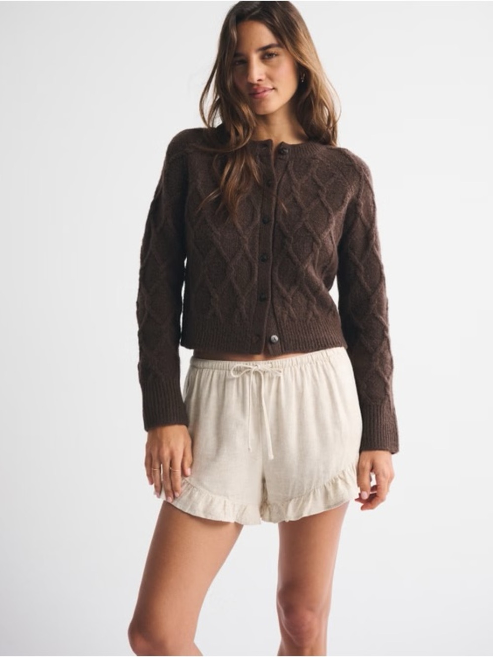 Abercrombie & Fitch Linen-Blend Ruffle Pull-On Short